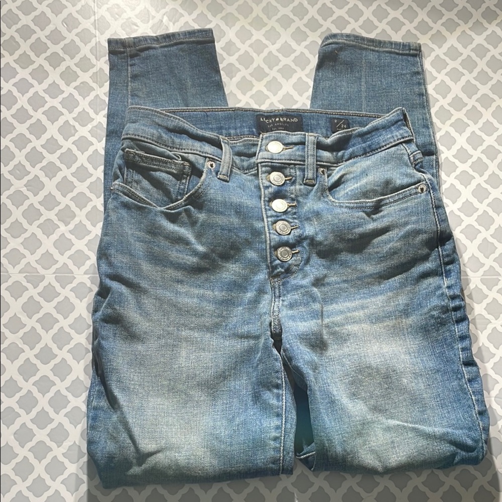 Blue Button-Fly Women Jeans